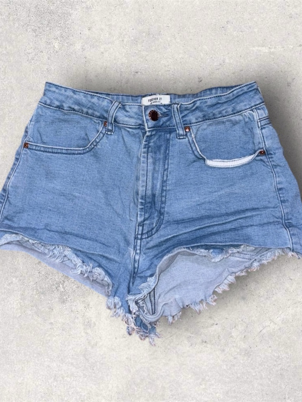 Forever 21 Light Blue High-Rise Distressed Denim Shorts Size 26